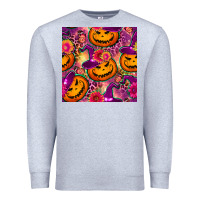 Heather Grey halloween witchy pumpkin seamless pattern Premium Sweatshirt - BundleAndBundleShop