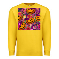 Lemon halloween witchy pumpkin seamless pattern Premium Sweatshirt - BundleAndBundleShop