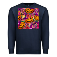 Navy halloween witchy pumpkin seamless pattern Premium Sweatshirt - BundleAndBundleShop