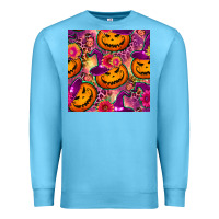 Ocean Blue halloween witchy pumpkin seamless pattern Premium Sweatshirt - BundleAndBundleShop