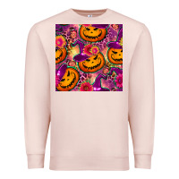 Pale Pink halloween witchy pumpkin seamless pattern Premium Sweatshirt - BundleAndBundleShop