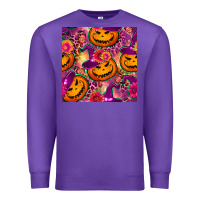 Purple halloween witchy pumpkin seamless pattern Premium Sweatshirt - BundleAndBundleShop