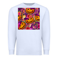 White halloween witchy pumpkin seamless pattern Premium Sweatshirt - BundleAndBundleShop