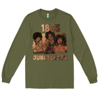 Army Green 1865 juneteenth melanin with afro Long Sleeve Tee - texasbilliewilder