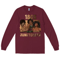 Burgundy 1865 juneteenth melanin with afro Long Sleeve Tee - texasbilliewilder