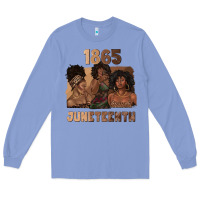 Colony Blue 1865 juneteenth melanin with afro Long Sleeve Tee - texasbilliewilder