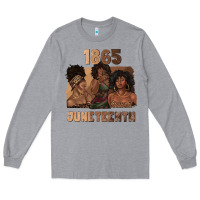 Heather Grey 1865 juneteenth melanin with afro Long Sleeve Tee - texasbilliewilder