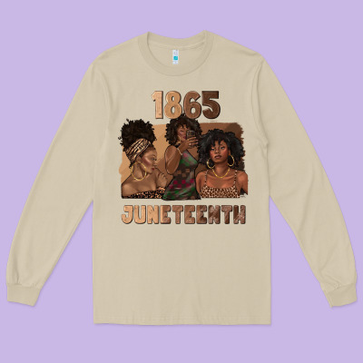Long Sleeve Tee 1865 juneteenth melanin with afro