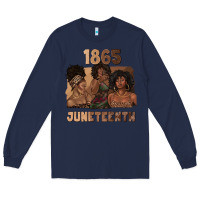 Navy 1865 juneteenth melanin with afro Long Sleeve Tee - texasbilliewilder