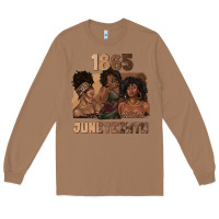 Toasted Coconut 1865 juneteenth melanin with afro Long Sleeve Tee - texasbilliewilder