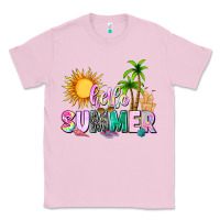Bubblegum Pink hello summer with sun Classic Tee - texasbilliewilder