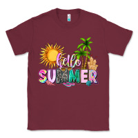 Burgundy hello summer with sun Classic Tee - texasbilliewilder