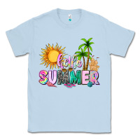 Dusty Blue hello summer with sun Classic Tee - texasbilliewilder