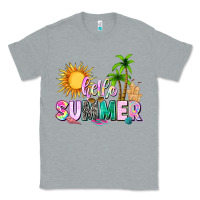 Heather Grey hello summer with sun Classic Tee - texasbilliewilder