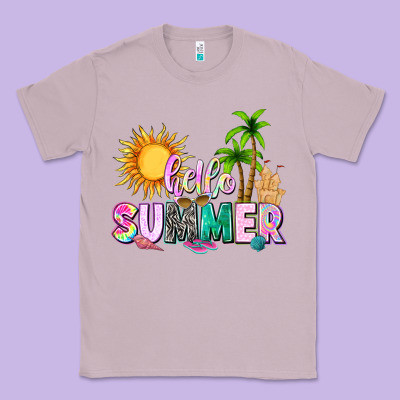 Hello Summer With Sun Classic Tee Designed By Texasbilliewilder