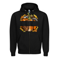 Black Personalized Fall Pumpkin Zipper Hoodie - texasbilliewilder