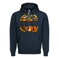 Navy Personalized Fall Pumpkin Zipper Hoodie - texasbilliewilder