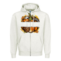 Oatmeal Heather Personalized Fall Pumpkin Zipper Hoodie - texasbilliewilder