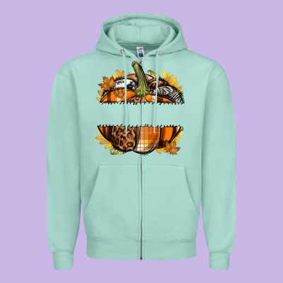 Personalized Fall Pumpkin Zipper Hoodie Designed By Texasbilliewilder