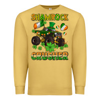 Antique Gold shamrocks crusher monster truck with shamrocks Premium Sweatshirt - AdoDesignShop