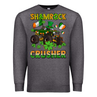 Charcoal Heather shamrocks crusher monster truck with shamrocks Premium Sweatshirt - AdoDesignShop