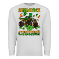 Dove Grey shamrocks crusher monster truck with shamrocks Premium Sweatshirt - AdoDesignShop