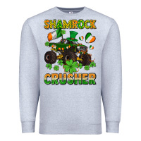 Heather Grey shamrocks crusher monster truck with shamrocks Premium Sweatshirt - AdoDesignShop