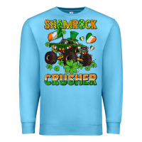 Ocean Blue shamrocks crusher monster truck with shamrocks Premium Sweatshirt - AdoDesignShop