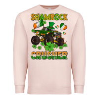 Pale Pink shamrocks crusher monster truck with shamrocks Premium Sweatshirt - AdoDesignShop