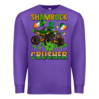 Purple shamrocks crusher monster truck with shamrocks Premium Sweatshirt - AdoDesignShop