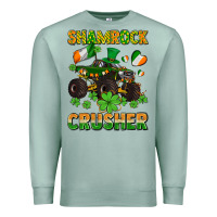 Seafoam shamrocks crusher monster truck with shamrocks Premium Sweatshirt - AdoDesignShop