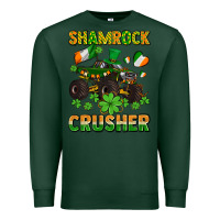 Sports Green shamrocks crusher monster truck with shamrocks Premium Sweatshirt - AdoDesignShop