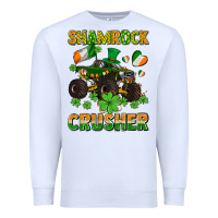 White shamrocks crusher monster truck with shamrocks Premium Sweatshirt - AdoDesignShop