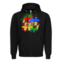Black autism puzzle pieces Zipper Hoodie - Zillion Design Studio