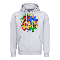 Heather Grey autism puzzle pieces Zipper Hoodie - Zillion Design Studio