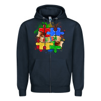 Navy autism puzzle pieces Zipper Hoodie - Zillion Design Studio