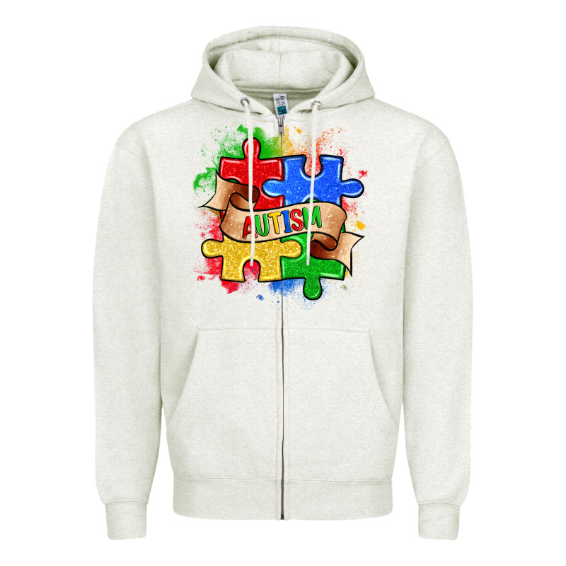 Autism Puzzle Pieces Zipper Hoodie by Zillion Design Studio | Teevron