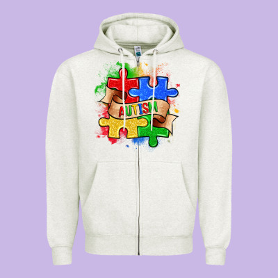 Autism Puzzle Pieces Zipper Hoodie Designed By Zillion Design Studio
