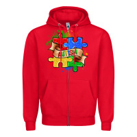Red autism puzzle pieces Zipper Hoodie - Zillion Design Studio
