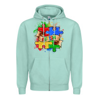 Seafoam autism puzzle pieces Zipper Hoodie - Zillion Design Studio