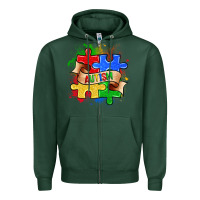 Sports Green autism puzzle pieces Zipper Hoodie - Zillion Design Studio