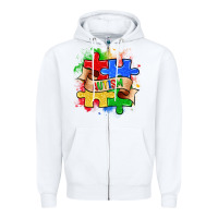 White autism puzzle pieces Zipper Hoodie - Zillion Design Studio