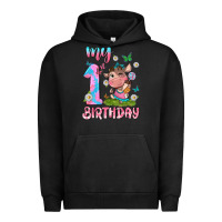 Pigment Black my 1 st birthday with little cute cow Urban Hoodie - NancyCooperArtShop