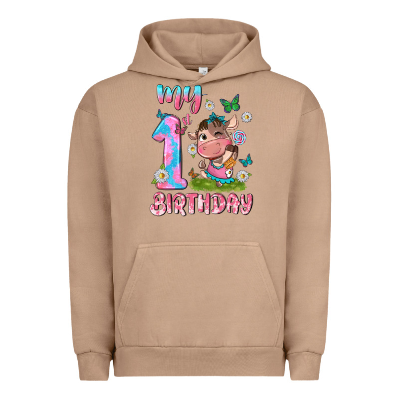My 1 St Birthday With Little Cute Cow Urban Hoodie by NancyCooperArtShop | Teevron