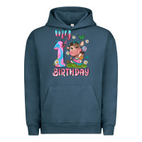 Pigment Midnight Navy my 1 st birthday with little cute cow Urban Hoodie - NancyCooperArtShop