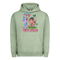 Pigment Oil Green my 1 st birthday with little cute cow Urban Hoodie - NancyCooperArtShop