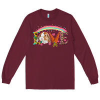 Burgundy Easter Bunny Love With Rainbow Long Sleeve Tee - RanaPortraitStore
