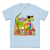 Dusty Blue hello summer rex Classic Tee - texasbilliewilder
