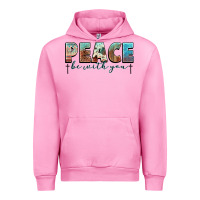 Fuchsia Pink peace be with you cross Urban Hoodie - NancyCooperArtShop