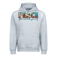 Heather Grey peace be with you cross Urban Hoodie - NancyCooperArtShop